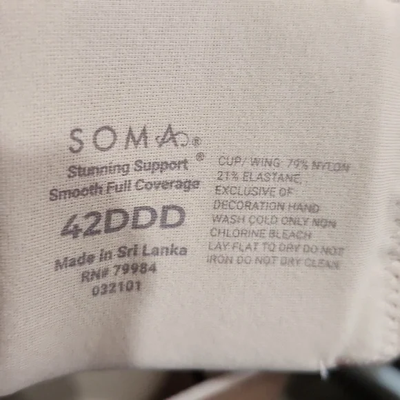 Soma Stunning Support Smooth Full Coverage Underwire Bra Size 42 DDD - Picture 6 of 6